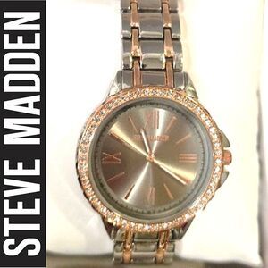 Steve Madden Two-Tone Silver and Rose Gold Watch
